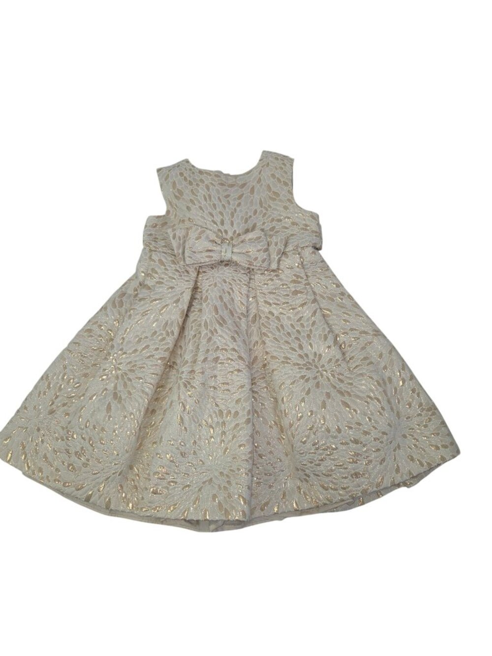 Childrens Place 3T Elegant Floral Jacquard Gold & Ivory Party Dress 4275